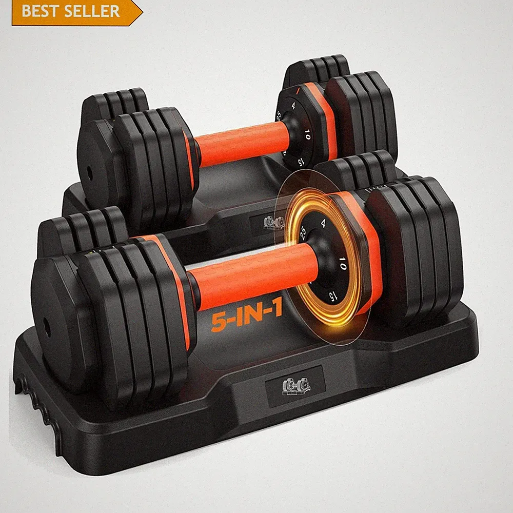 Compact 50lbs Dumbbell Set - Perfect for Home Gym, Quick Adjust 1-Second System