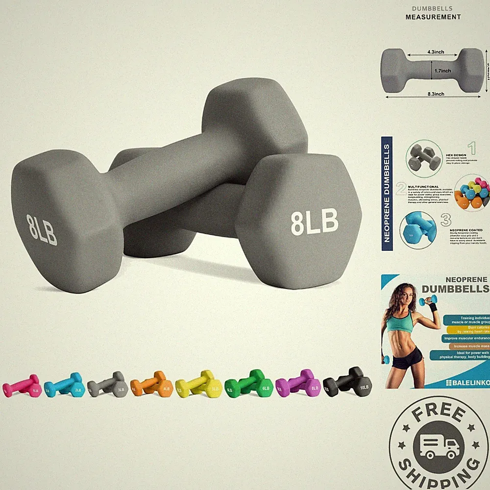 Compact 8 lb Dumbbell Set - Stylish and Functional for Indoor/Outdoor Workouts
