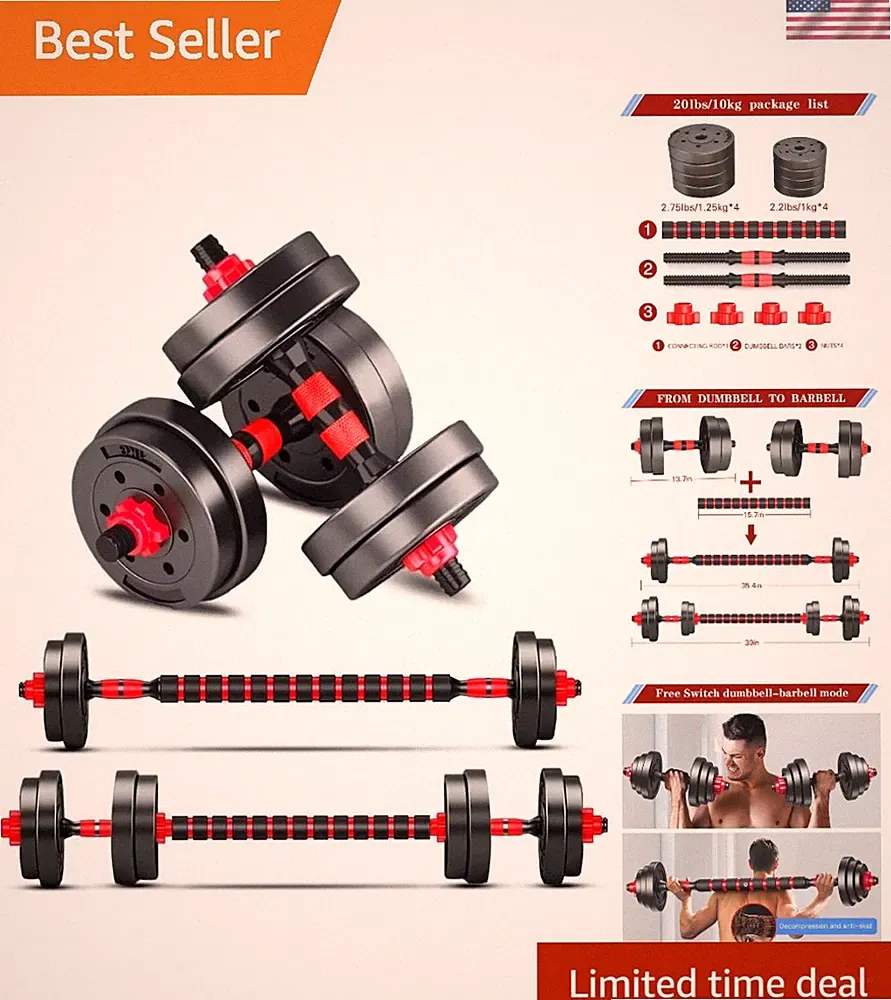 Compact Adjustable Dumbbell Set - Easy Storage 2pc, Ideal Home Gym Companion