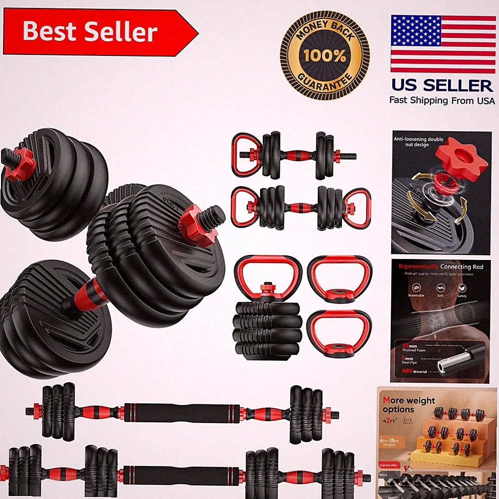 Compact Adjustable Dumbbells - 20-90lbs Free Weight Set for Home Gym Elegance
