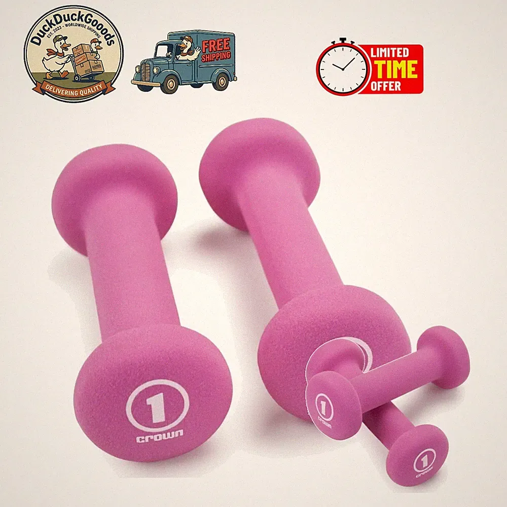 Compact Fuchsia Neoprene Body Sculpting Dumbbells - Easy Grip Design