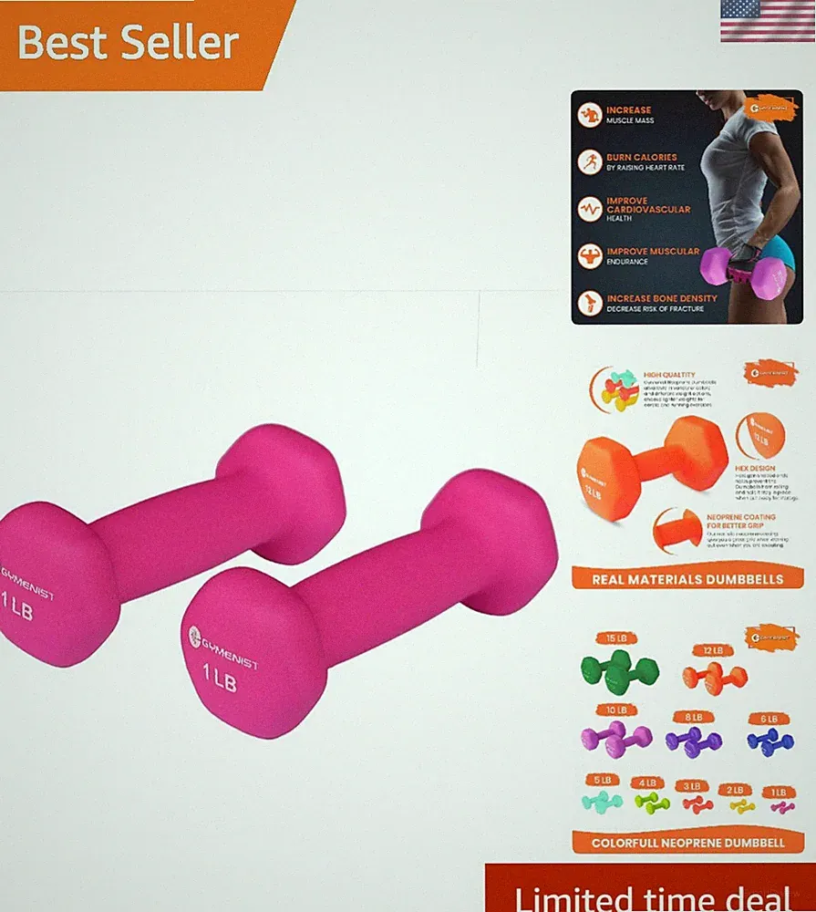 Compact Neoprene Dumbbells Pair - 2 Pack, Perfect for Cardio & Strength Training
