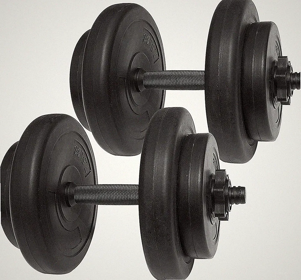 Contoured Handle Cast Iron Adjustable Dumbbell Weight Set, 40-Pound Pair