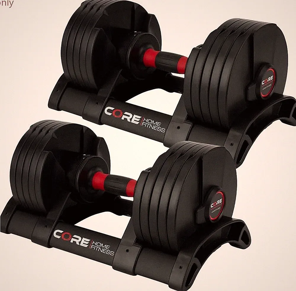 Core Fitness® Adjustable Dumbbell Weight Set by Affordable Dumbbells, Red