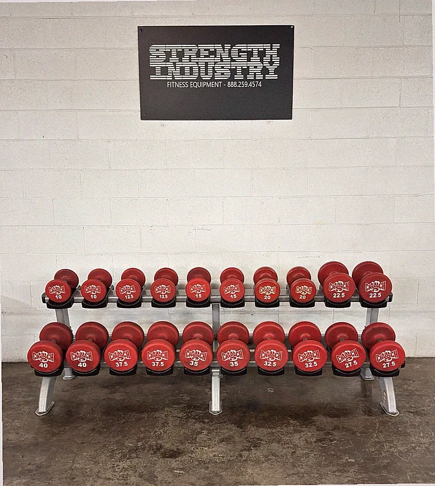 Crunch Fitness Red Urethane Dumbbells set