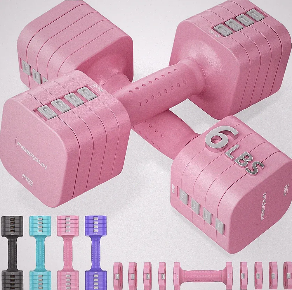 DB3 5-in-1 Adjustable Dumbbell Set, 6LB/10LB Pair Adjustable Weights for Women
