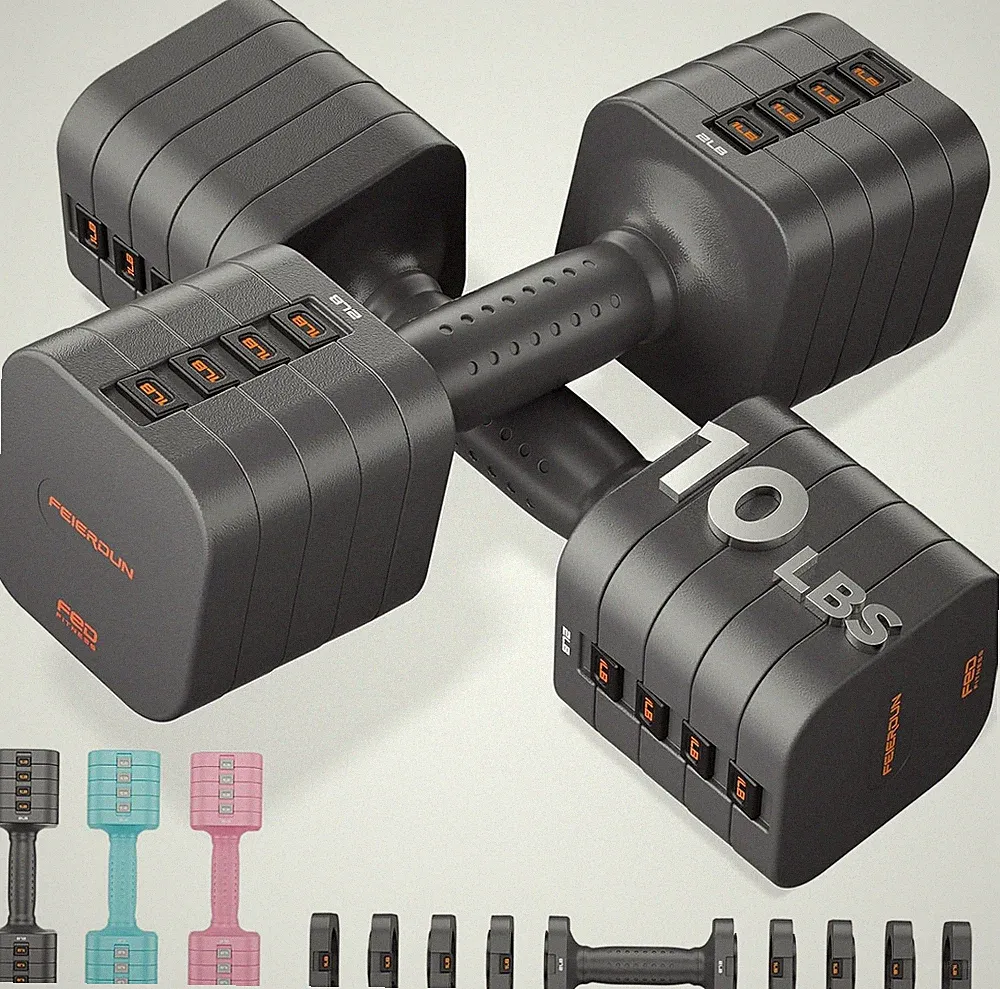 DB3 5-In-1 Adjustable Dumbbell Set, 6LB/10LB Pair Adjustable Weights for Women a