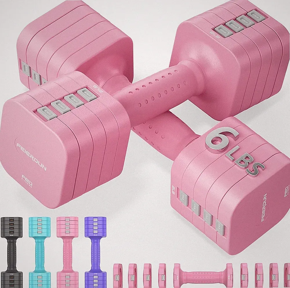 DB3 5-in-1 Adjustable Dumbbell Set, 6LB/10LB Pair Adjustable Weights for Women a
