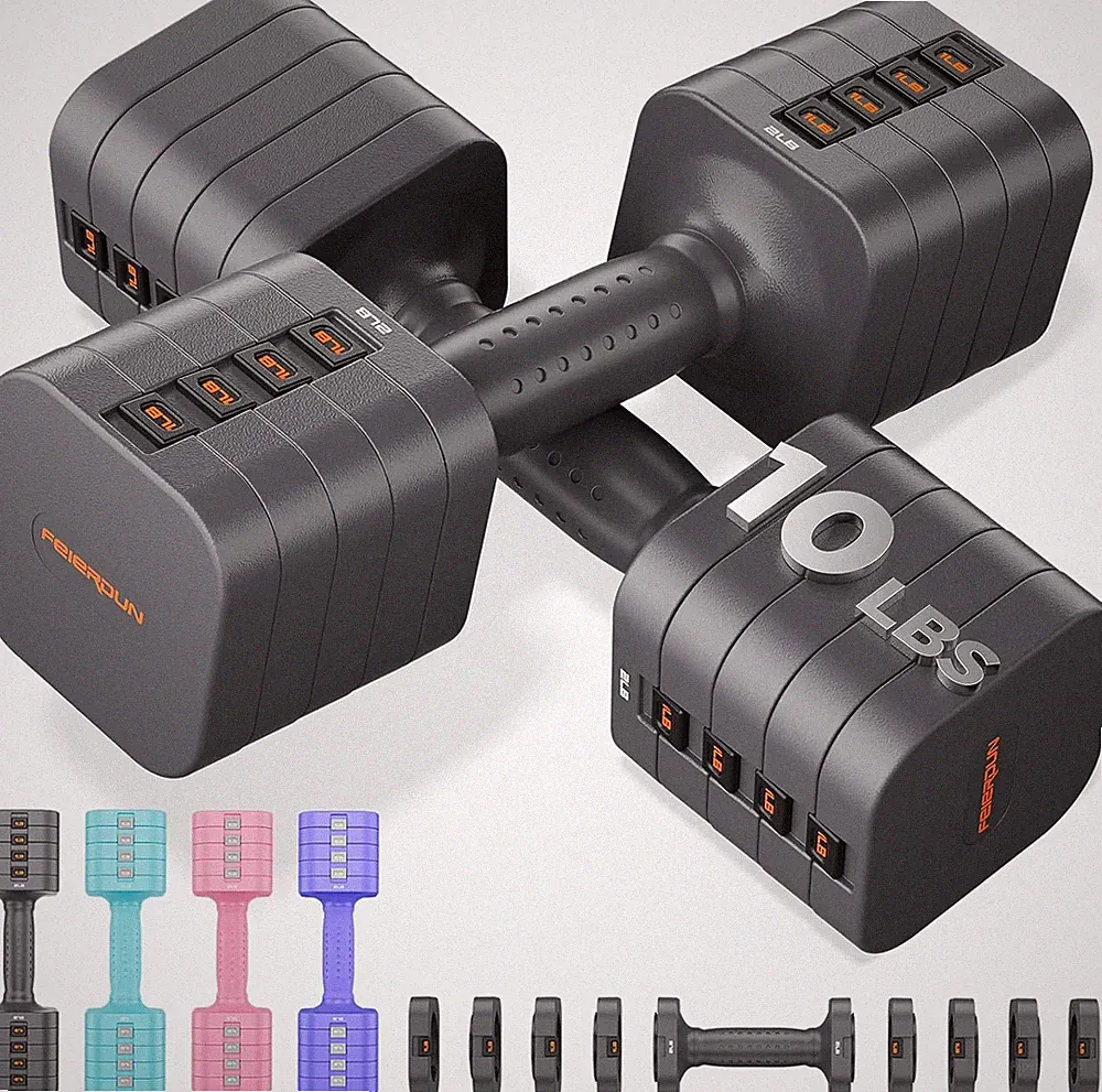 DB3 5-In-1 Adjustable Dumbbell Set of 2, 12LBS/20LBS Hand Weights for Women, Men