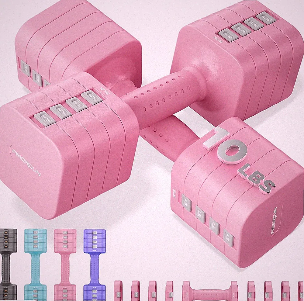 DB3 5-in-1 Portable Adjustable Dumbbell Set of 2, Multi-Function Free Weights