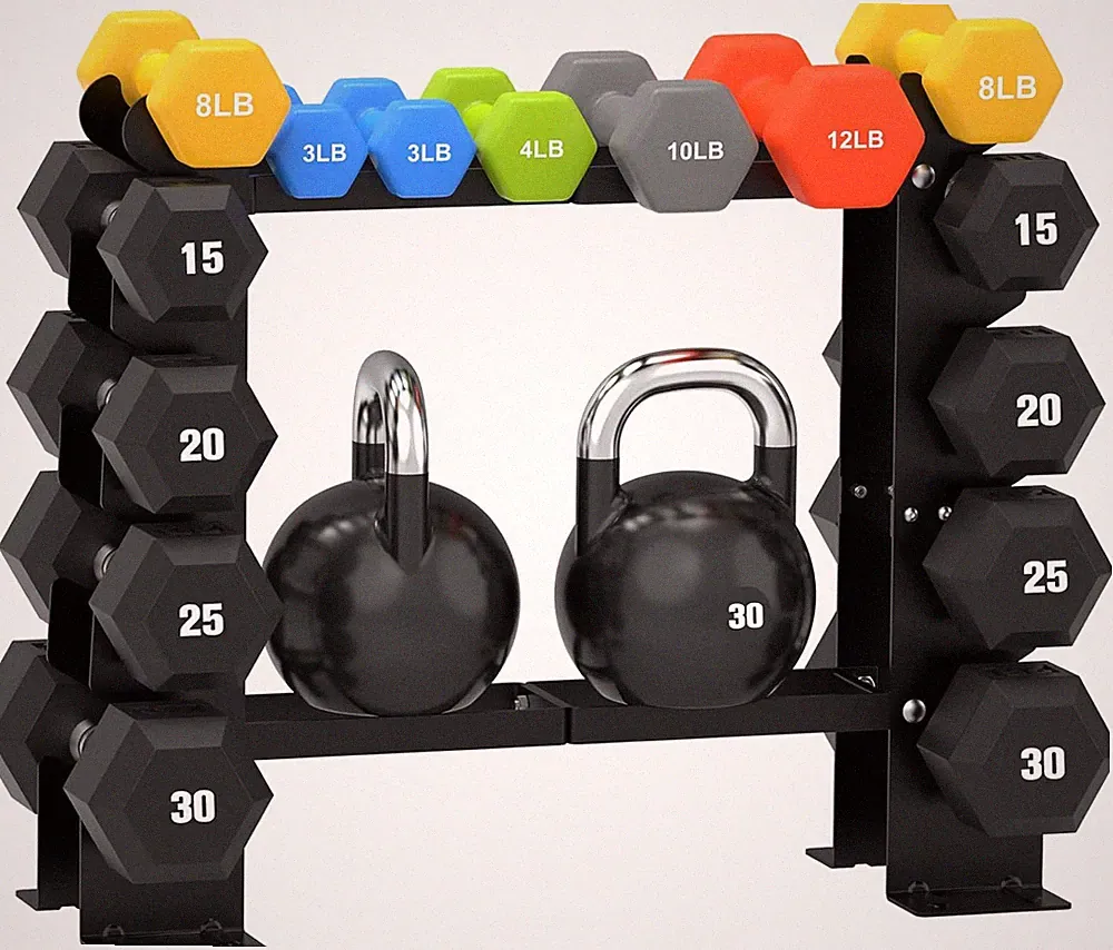 DERACY 5-Tier Dumbbell Rack Stand Black Steel 8-30LB Weights Home Gym