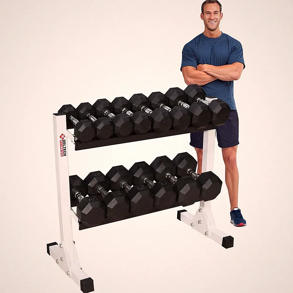 DF511- Deltech Fitness 38" Two Tier Hex Dumbbell Rack