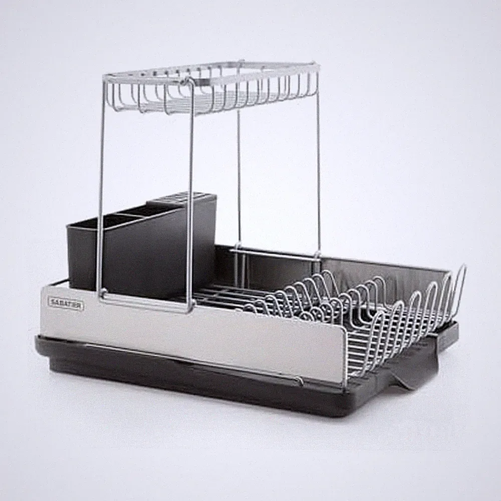 Dish Drying Rack with Second Tier, Rust Resistant Wires and Angled Drain Boar...