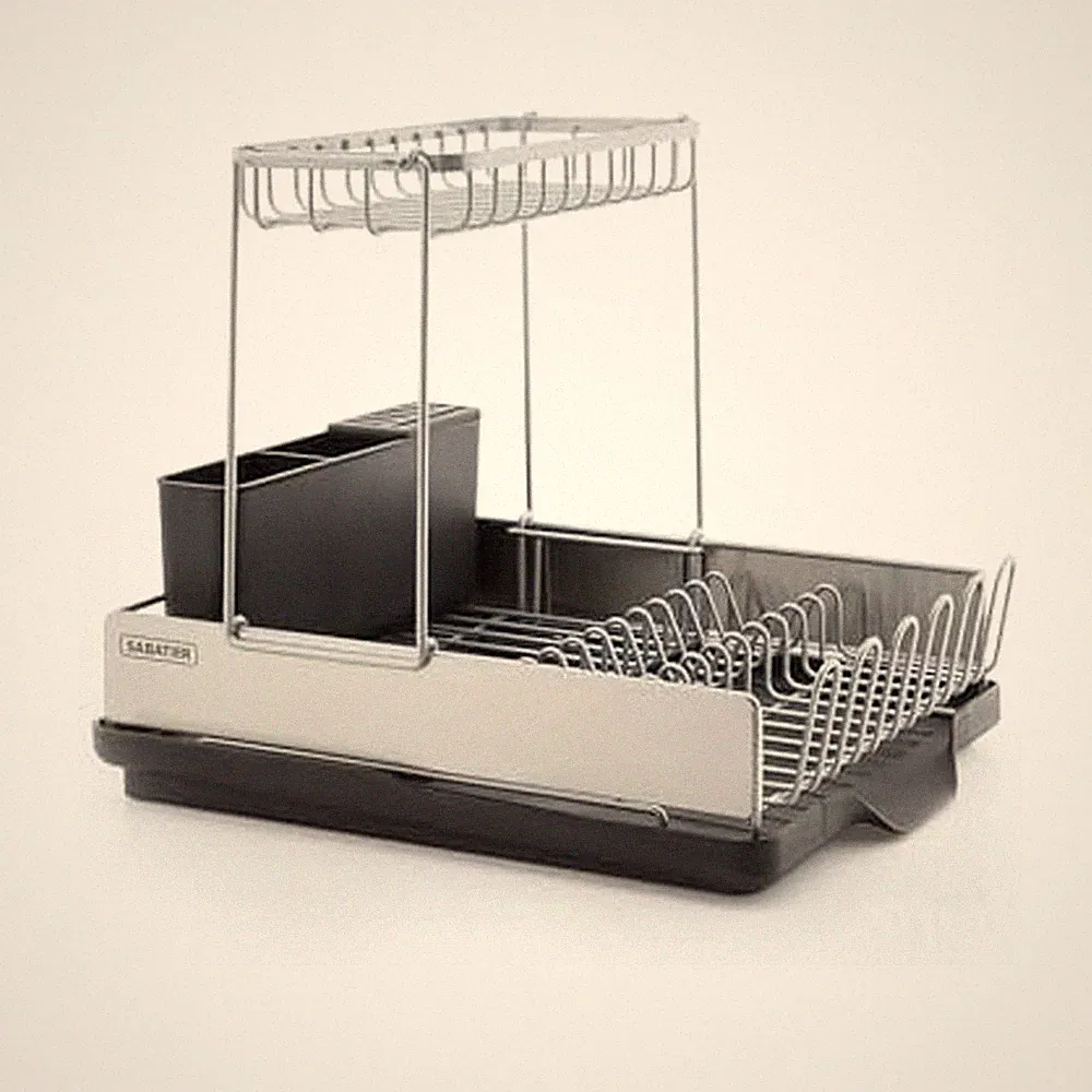 Dish Drying Rack with Second Tier, Rust Resistant Wires and Angled Drain Boar...