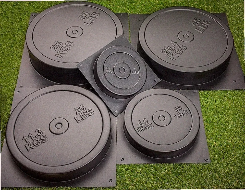 DIY Concrete Weight Mold Set 5pc Plastic 2mm Dumbbell & Barbell Weight Plates
