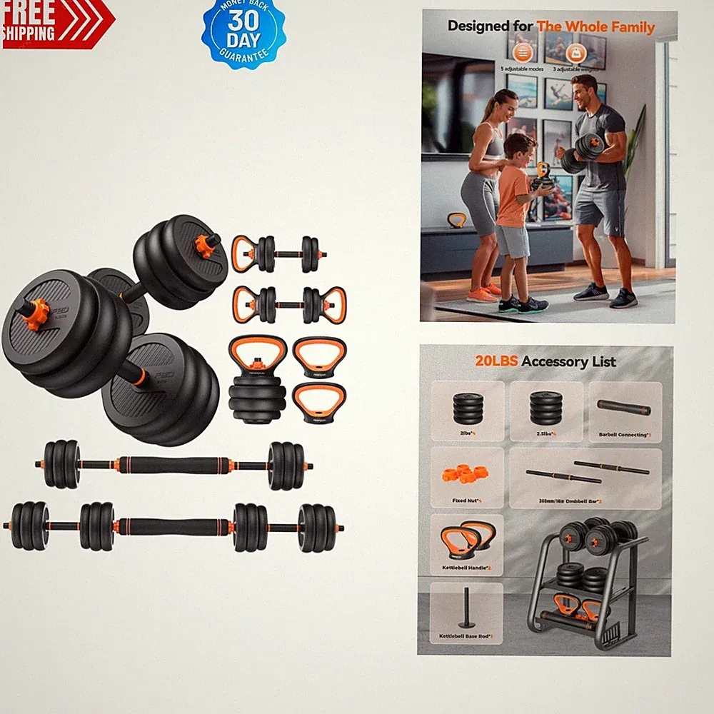 DS2 Adjustable 20-90 lbs Dumbbell Set - Space-Saving Fitness Solution for Home