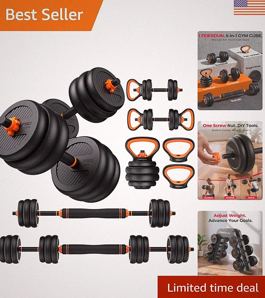 DS2 Adjustable 5 in 1 Dumbbell Set - 20/30/40/45/70/90lbs Versatile Strength