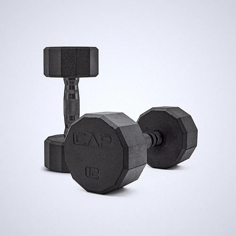 Dumbbell 12 LB Pair Sided Coated Black Handle CAP Barbell
