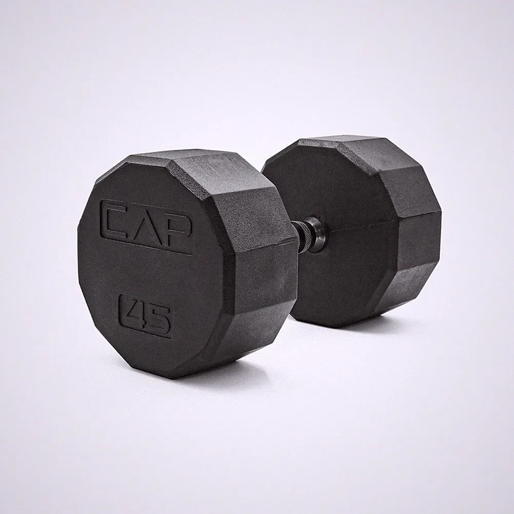 Dumbbell 45 LB Single 12 Sided Coated Black Handle CAP Barbell