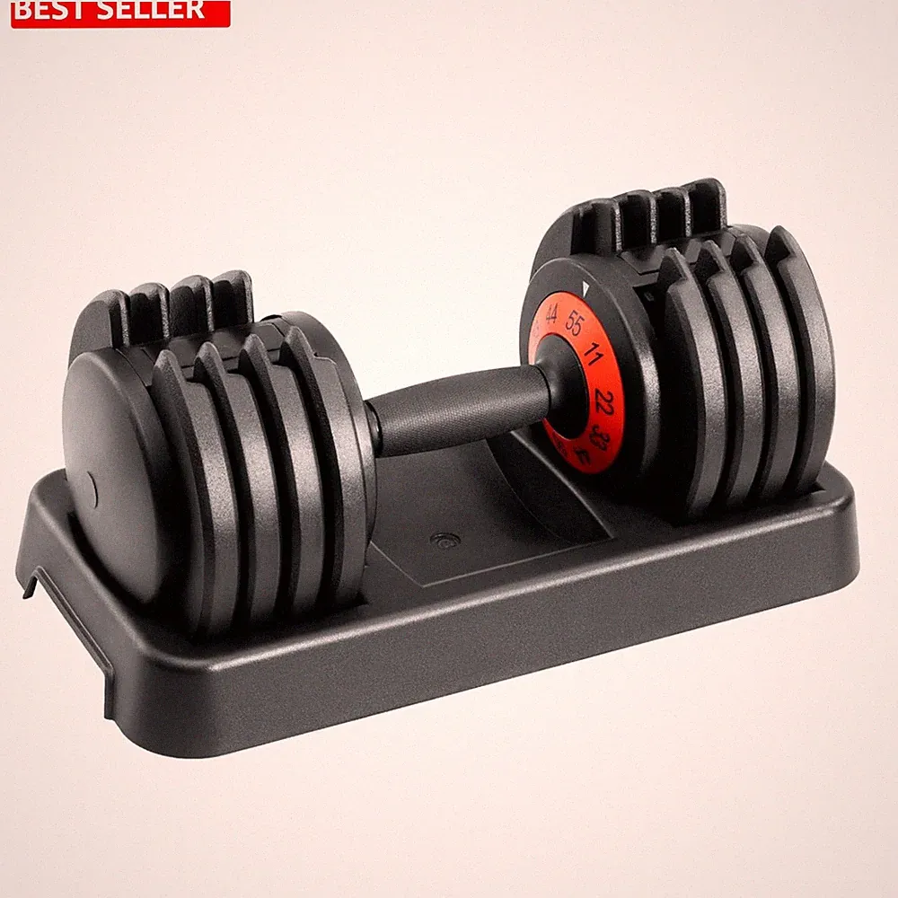 Dumbbell Adjustable Single 55 Lb 5 Level Tray Quick Lock Aluminum Handle
