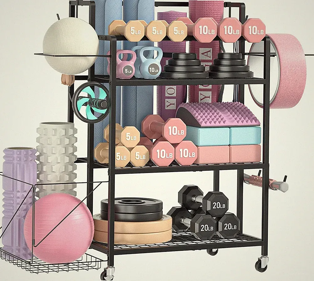 Dumbbell and Weight Storage Rack for Home Gym Equipment and Accessories