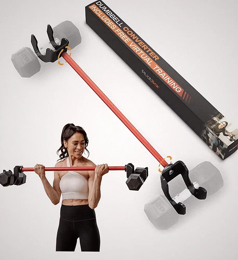 Dumbbell Barbell Converter Bar, Self-Balancing Rotating Ends Anti Slip Handle