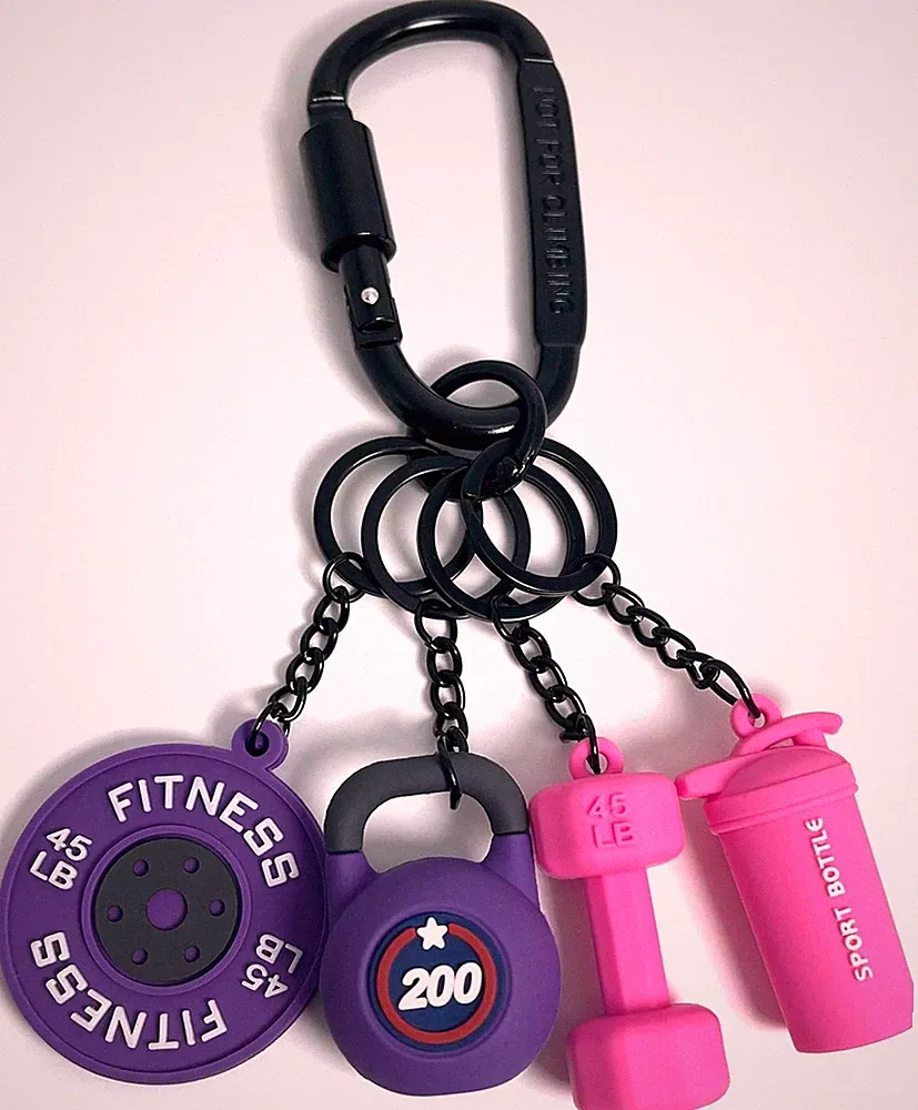 Dumbbell Barbell Kettlebell Keychain - Gym Bag Charms & Fitness Accessories Vale