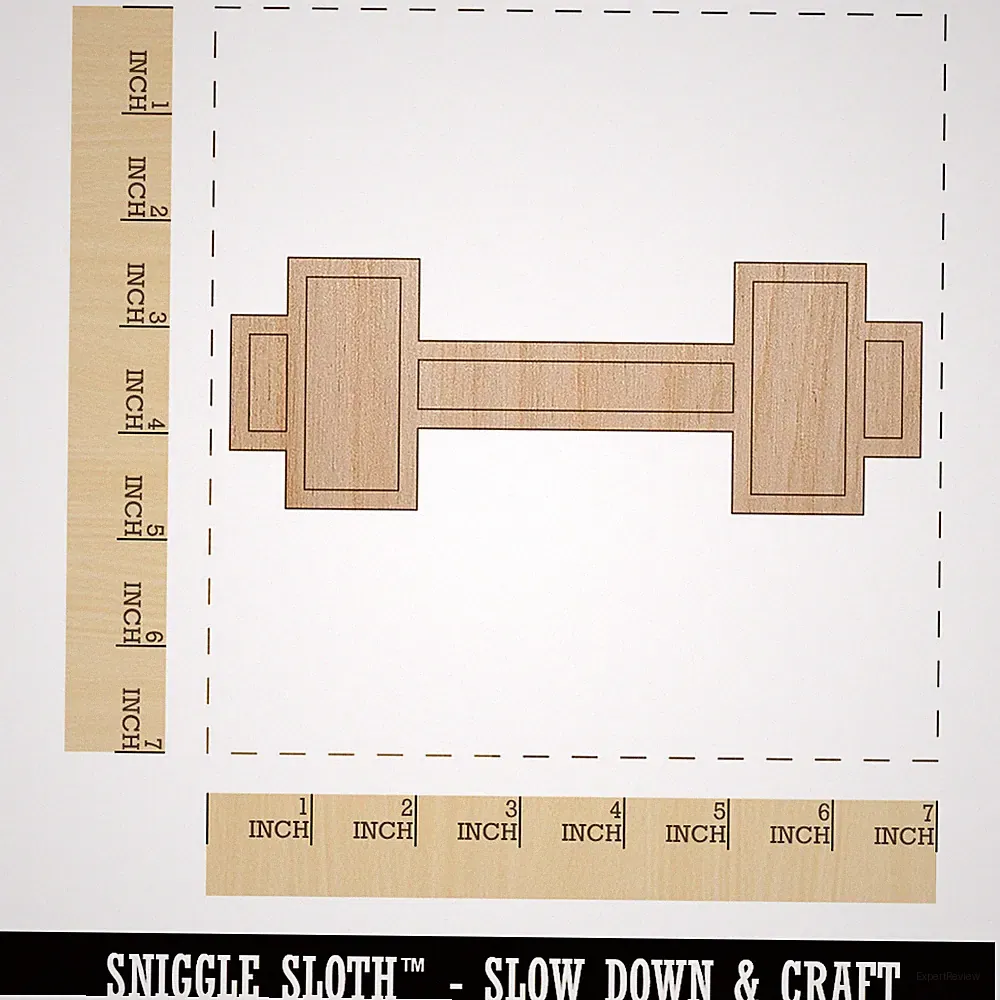 Dumbbell Barbell Weight Lifting Outline Unfinished Wood Shape Cutout DIY Craft