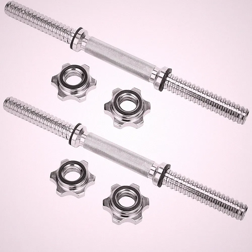 Dumbbell Bars Set Handles Gym Weight Lifting Collars Metal Dumbell Chrome