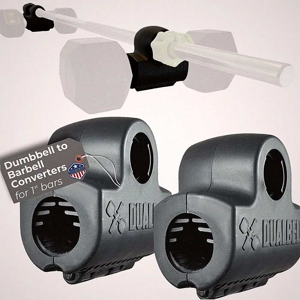 Dumbbell Converters- Dualbell Pair (BK)- Factory 2nds, new, home gym clips