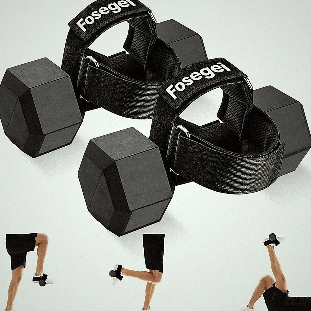 Dumbbell Foot Attachment for Leg ‎Standard Size（Adjustable）, Black (Pair)
