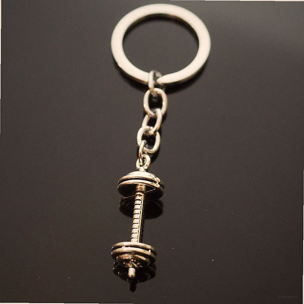 Dumbbell Free Weight Lifting 275lb Gym Key Chain Silver Pendant Charm Keychain