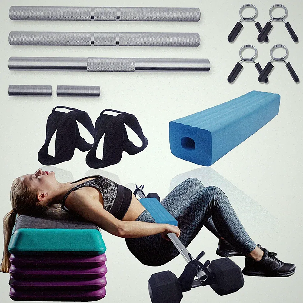Dumbbell Hip Thrusts Training Bar Set 48in Bar Deadlift Home Workout Equipment