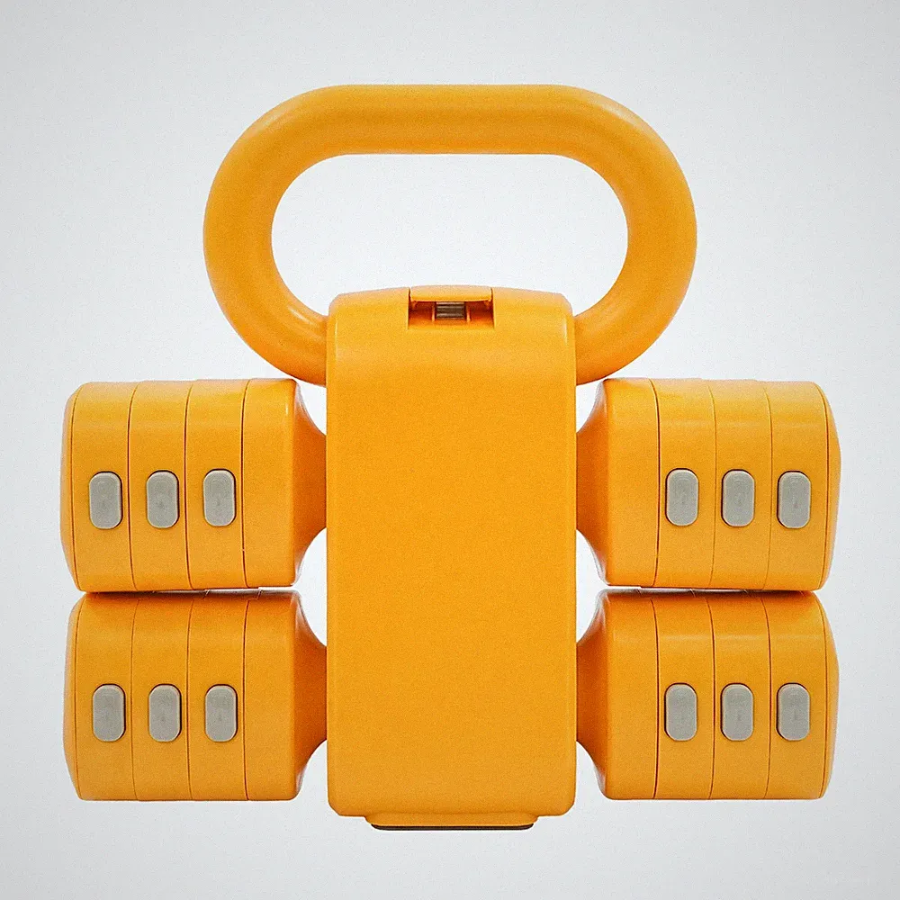 Dumbbell & Kettlebell Set 2-in-1 Adjustable 16 Plates Yellow Home Gym Office