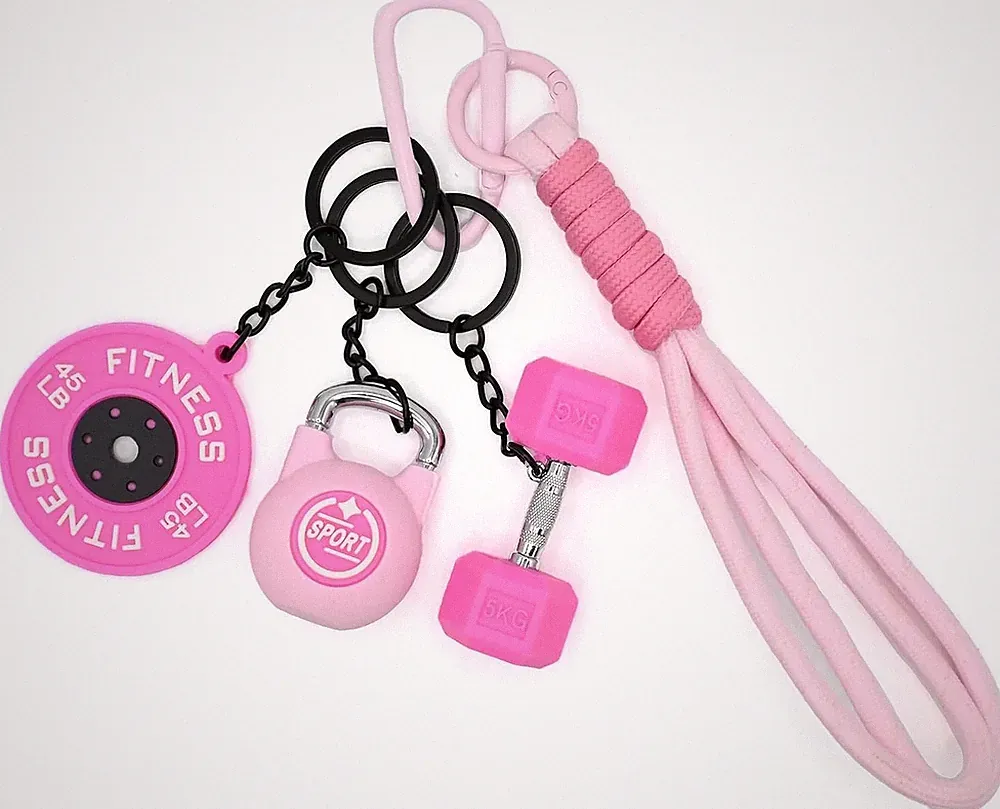 Dumbbell Keychain set Silicone Gym Keychain Motivational Gym Accessories Fitness