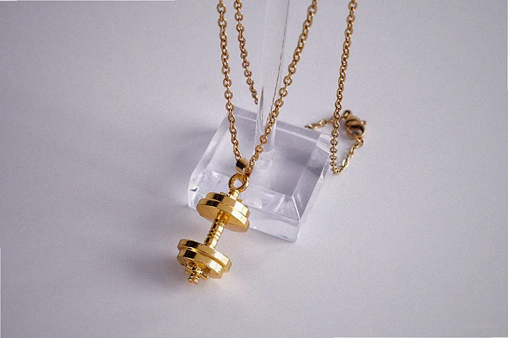 Dumbbell Necklace Pendant "Be My Gym Partner" G