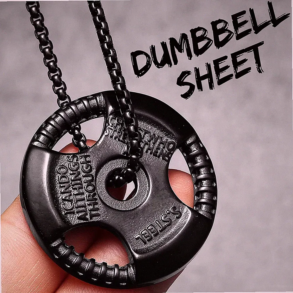 Dumbbell Pendant Necklace Men Stainless Steel Gym Fitness Chain Punk Hip Hop 60c