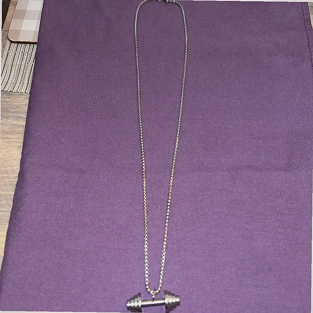 Dumbbell Pendant Necklace Stainless Steel Dumbbell
