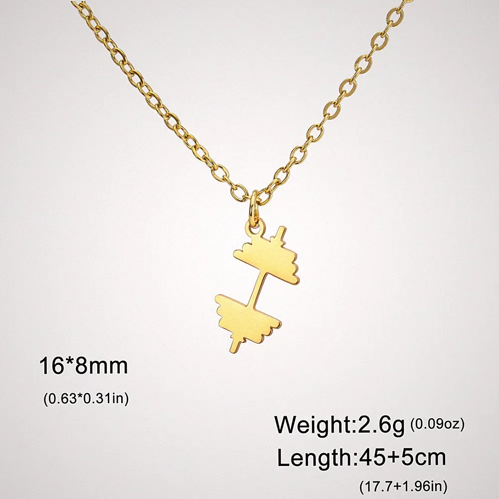 Dumbbell Pendant Necklace Stainless Steel Sports Fitness Jewelry