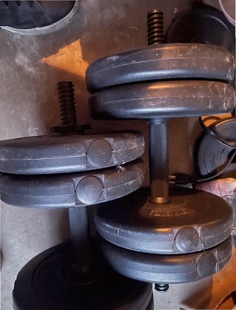 Dumbbell Plastic Used Once Great Condition With Weights