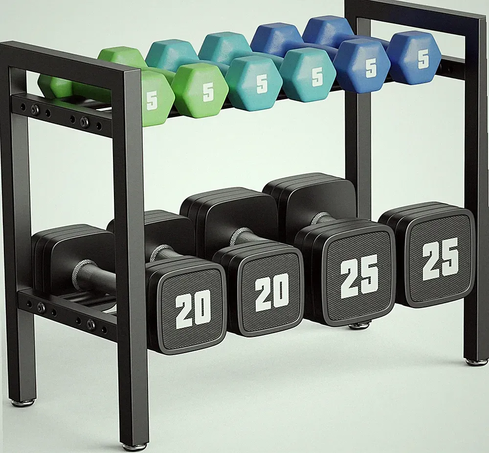 Dumbbell Rack 2-Tier Adjustable Weight Rack for Home Gym Dumbbells Kettlebell (R