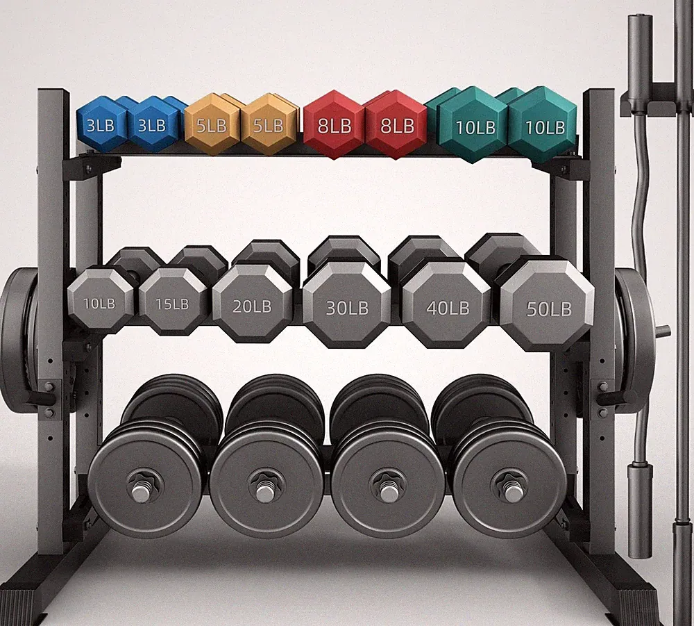 Dumbbell Rack 3 Tier Professional 1800LB Capacity Heavy Duty Barbell Adjustable
