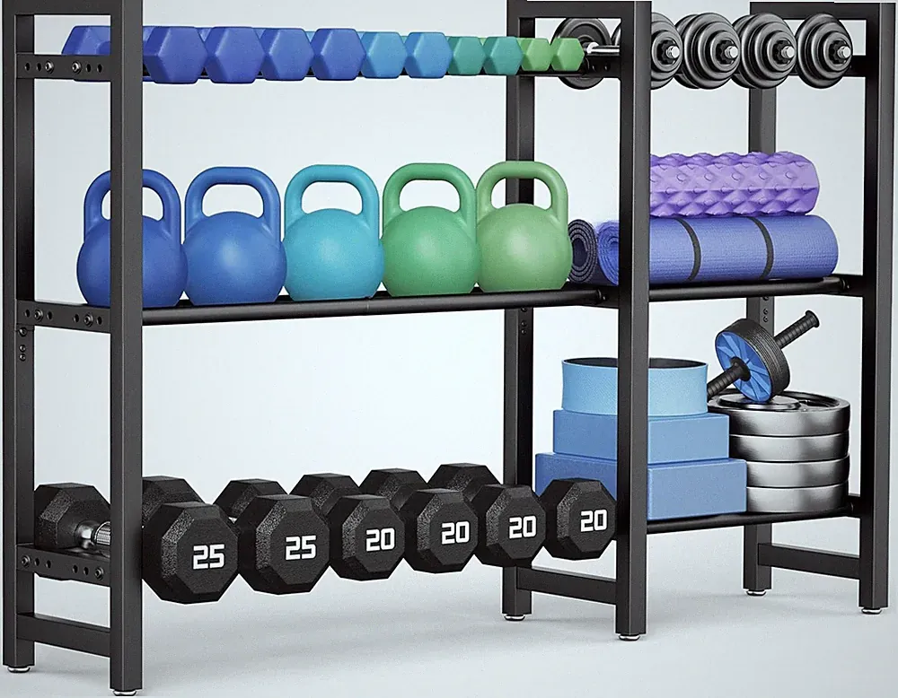 Dumbbell Rack 3-Tier Weight Stand Dumbbell Storage 50In Length For Home Gym