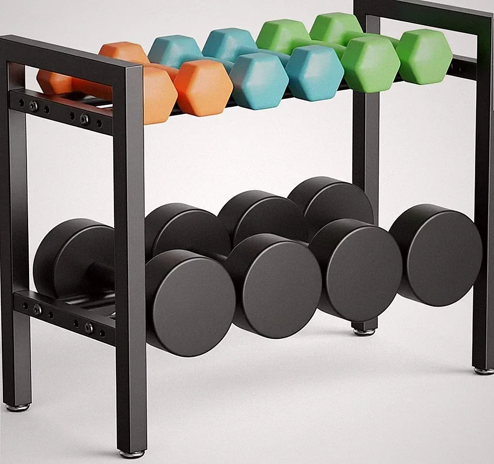 Dumbbell Rack, Adjustable 2-Tier Weight Rack for Home Gym, Compact Small Dumb...