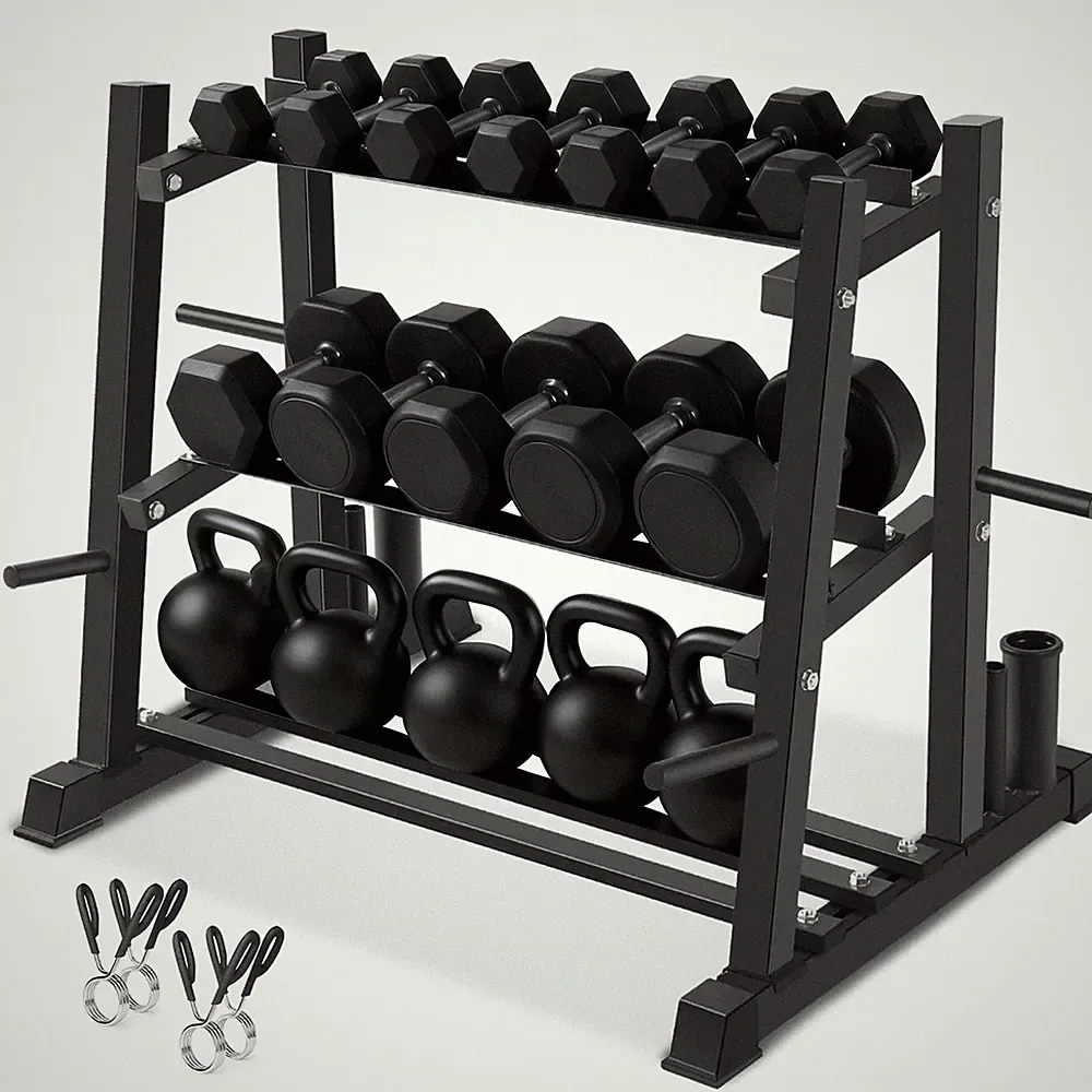 Dumbbell Rack, Bongkim Set with Rack Stand, Dumbbells Weights black