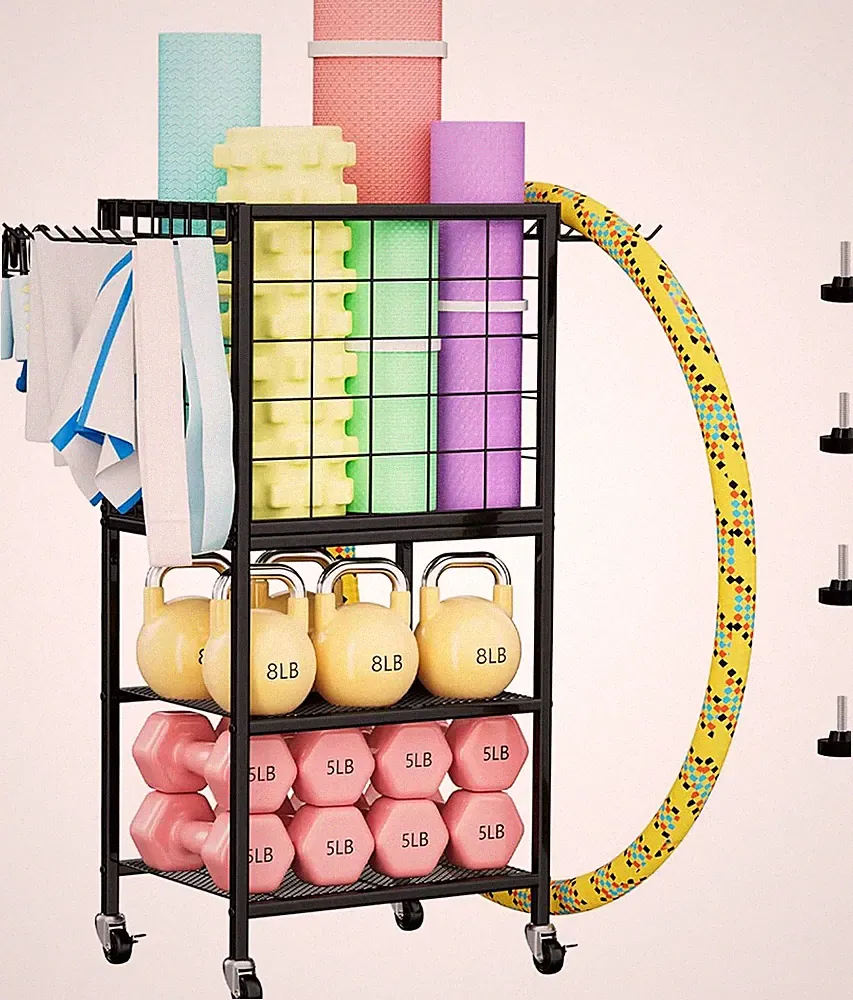 Dumbbell Rack for Home Weight Rack for Home Gym Yoga Mat Storage Rack Black Work