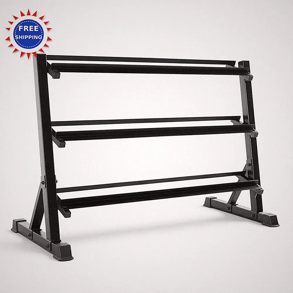 Dumbbell Rack Heavy Duty 1 000 lb Storage for 5 75 Sets Barbell 3-Tier Home