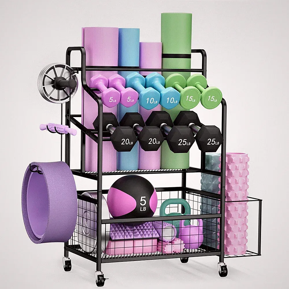 Dumbbell Rack Holds Yoga mat, Weight Rack Storage for Home Gym, Workout Equipmen