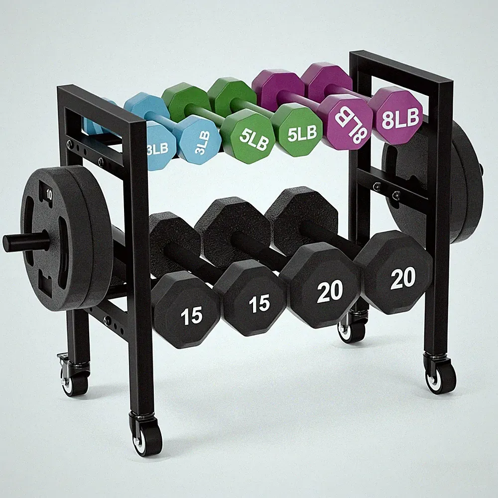 Dumbbell Rack Stand Only 2-Tier 20 IN Length Adjustable Small Weight Rack For...