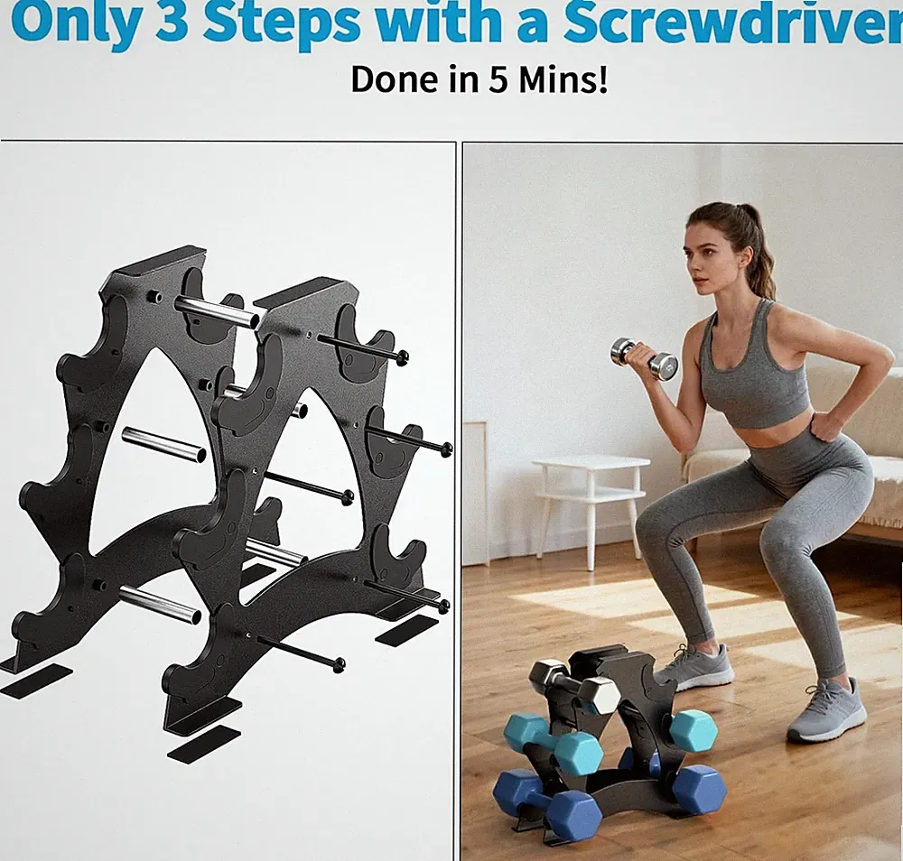 Dumbbell Rack Stand Only Heavy Duty Weight Home Gym Organization Compact Space
